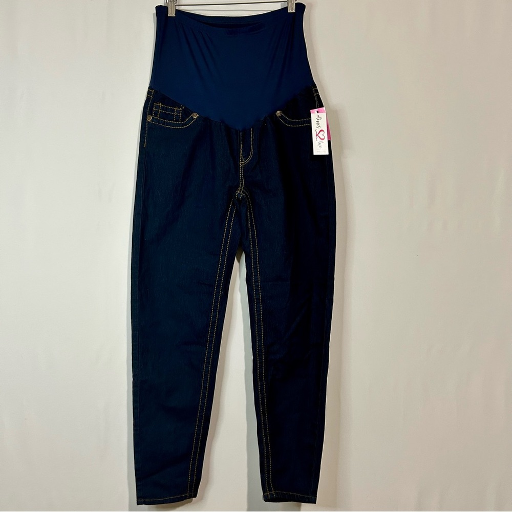 Times Two Women’s Maternity Denim Blue Jeans Dark Wash Size Large NWT